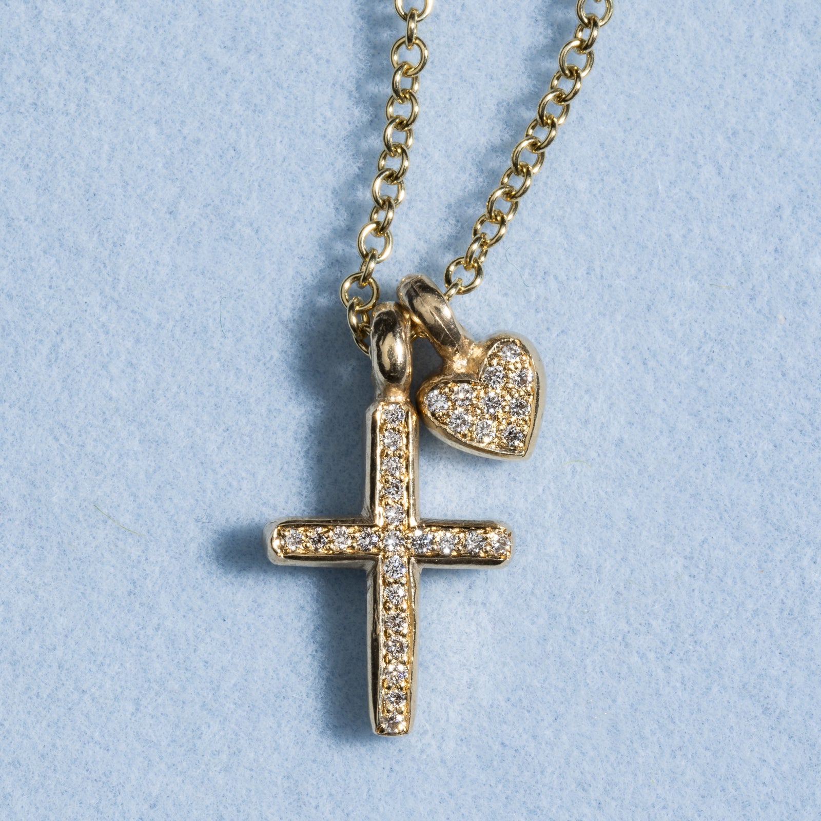 Gold Pave Diamond Love & Heritage Charm Necklace