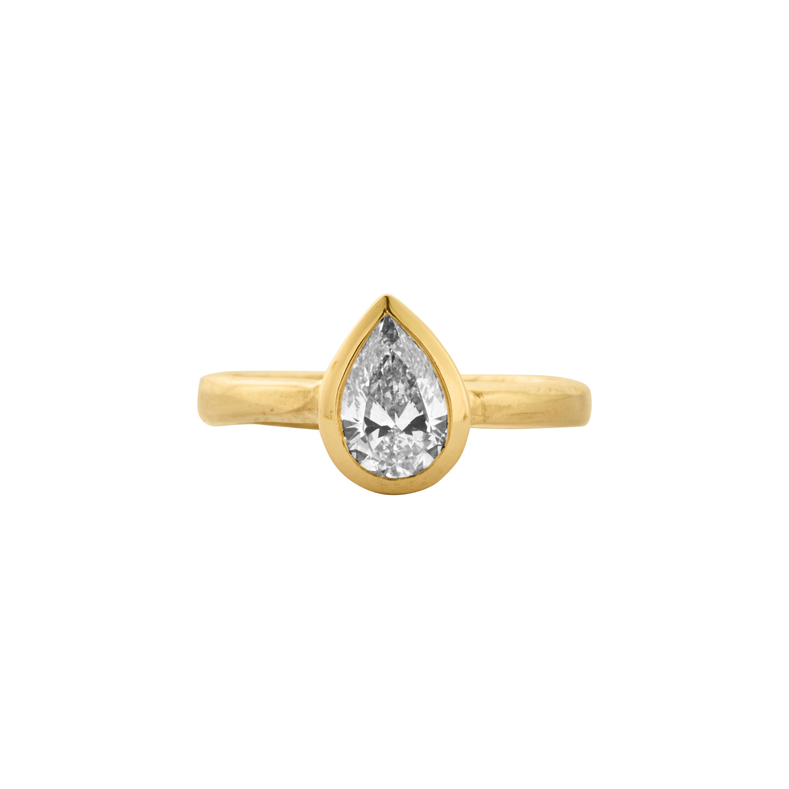 'The Muse' 18ct Gold Pear 1ct Natural Diamond Bezel Engagement Ring