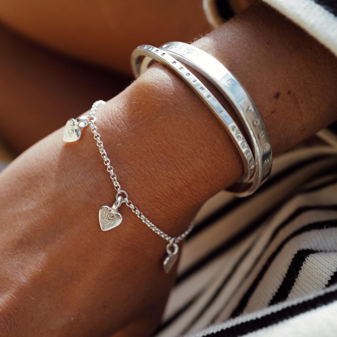 Silver Trio Baby Heart Chain Bracelet