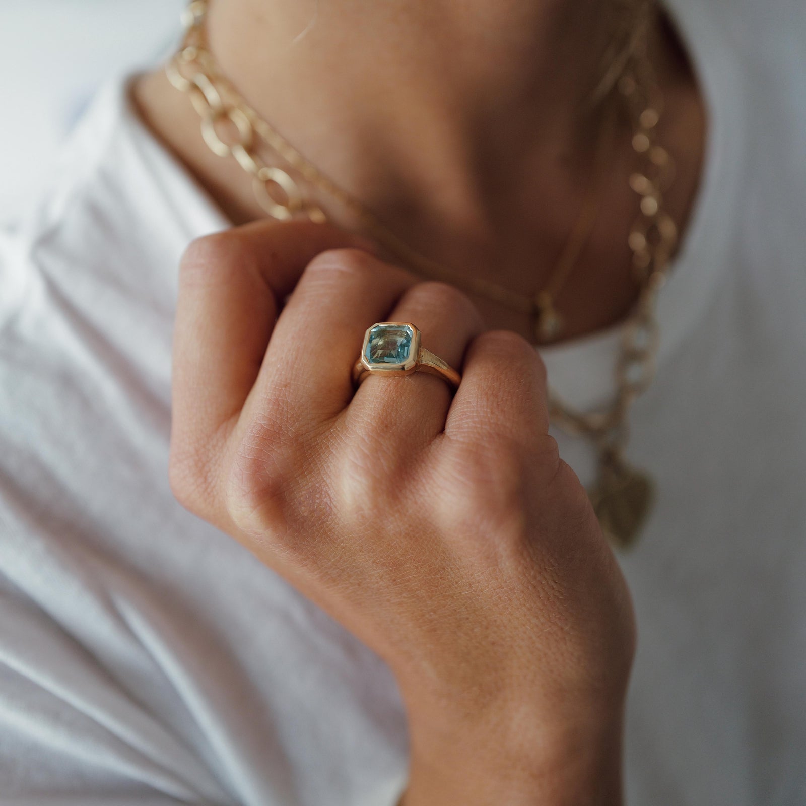 IARA Gold Zimbaqua Aquamarine Ring