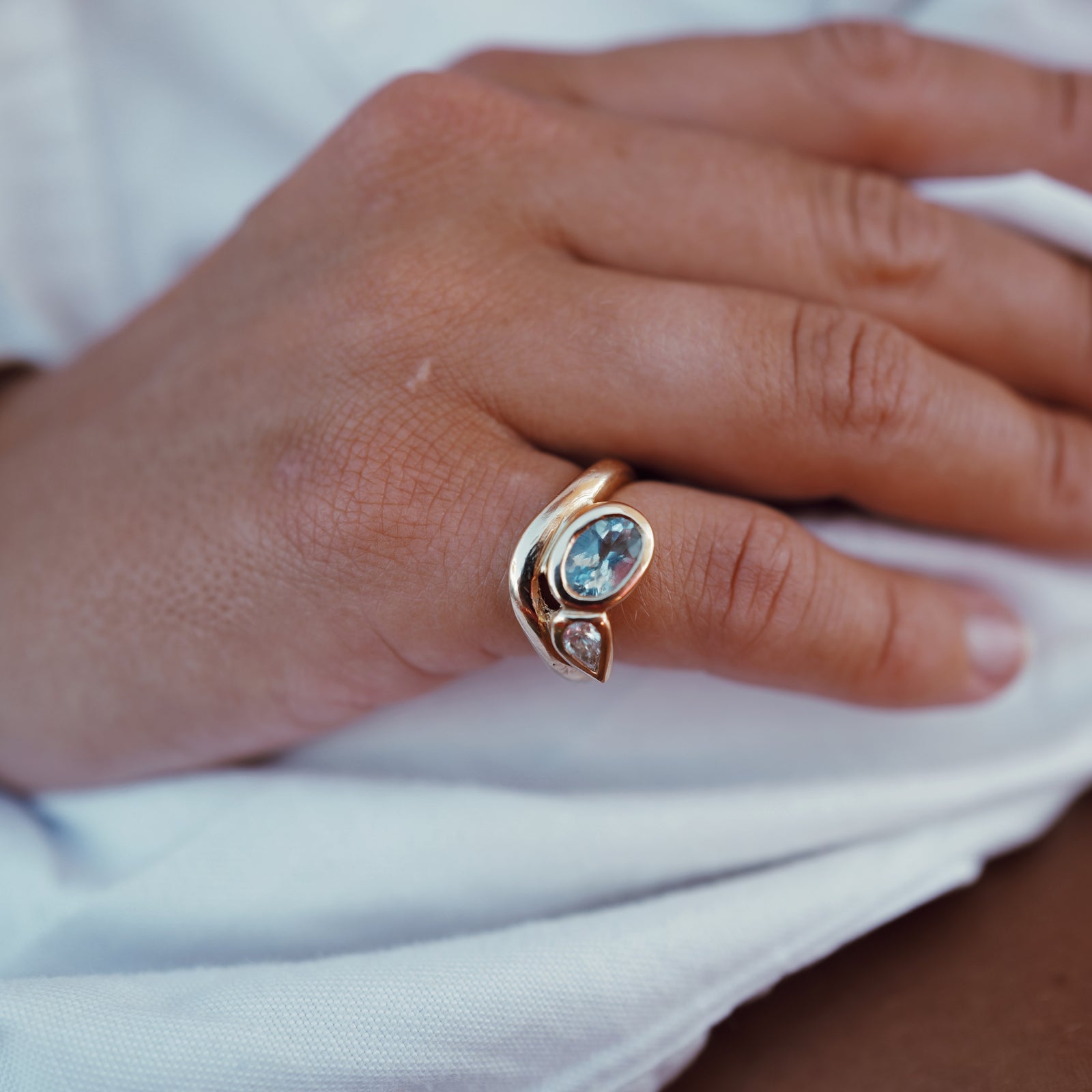 GALI Gold Zimbaqua Aquamarine & Diamond Ring