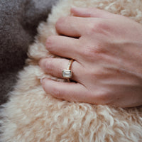 'The Heirloom' 9ct Gold Emerald 1ct Natural Diamond Bezel Engagement Ring