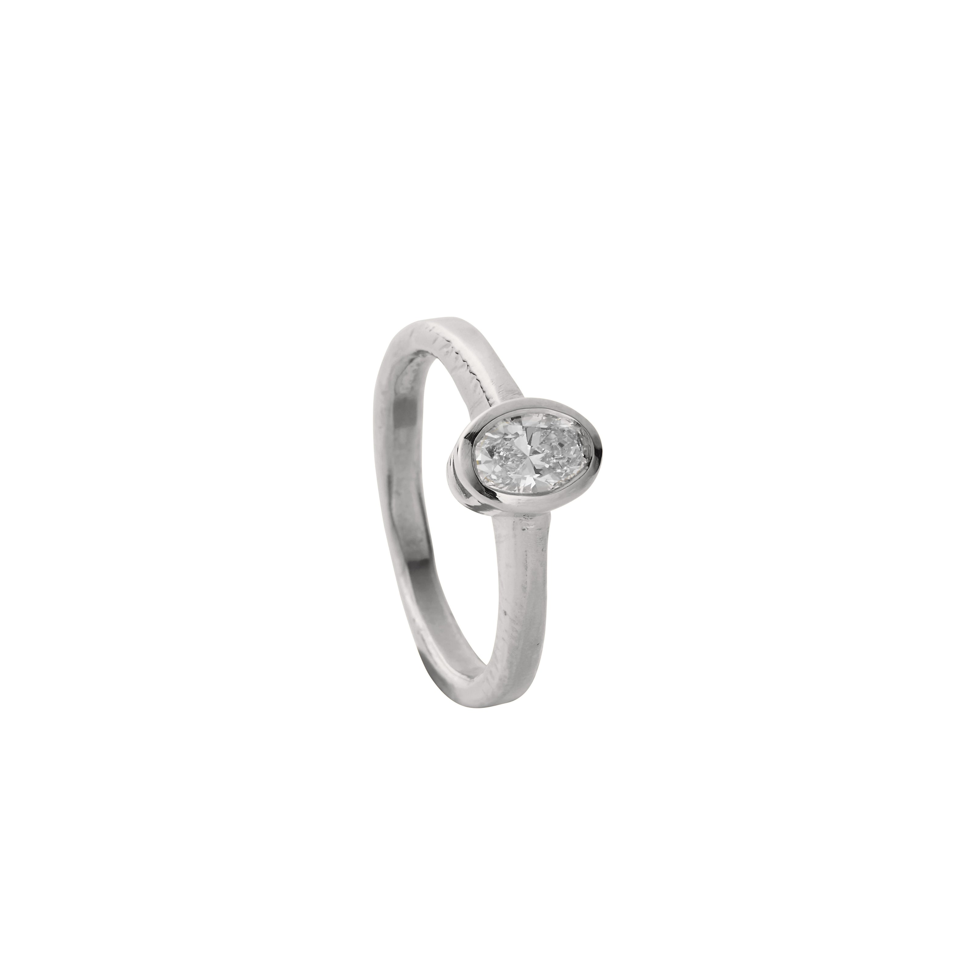 'The Story' 9ct White Gold Oval 0.5ct Lab Grown Diamond Bezel Engagement Ring