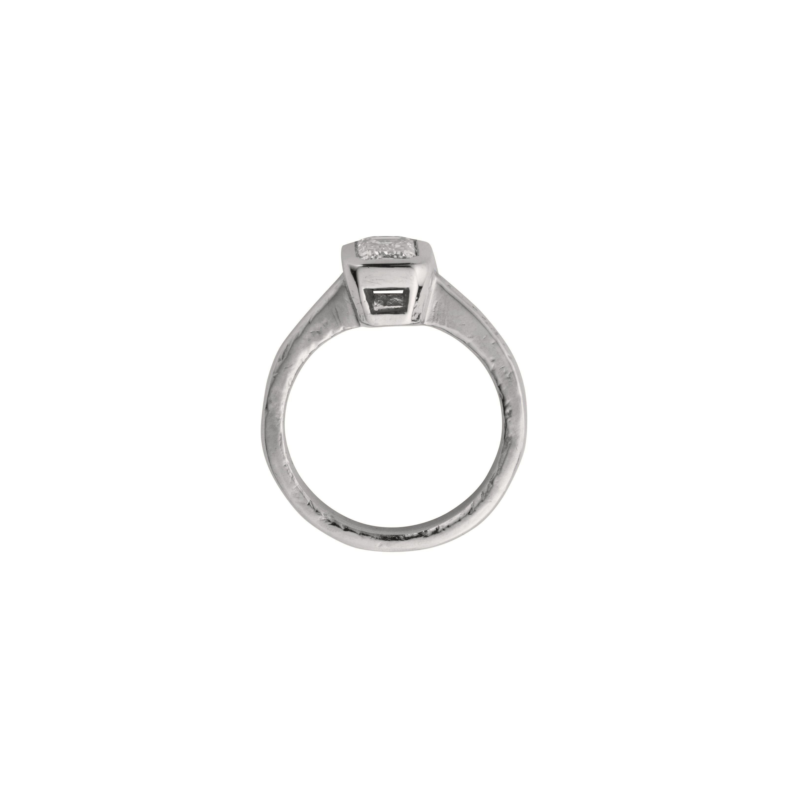 'The Heirloom' 9ct White Gold Emerald 1ct Lab Grown Diamond Bezel Engagement Ring