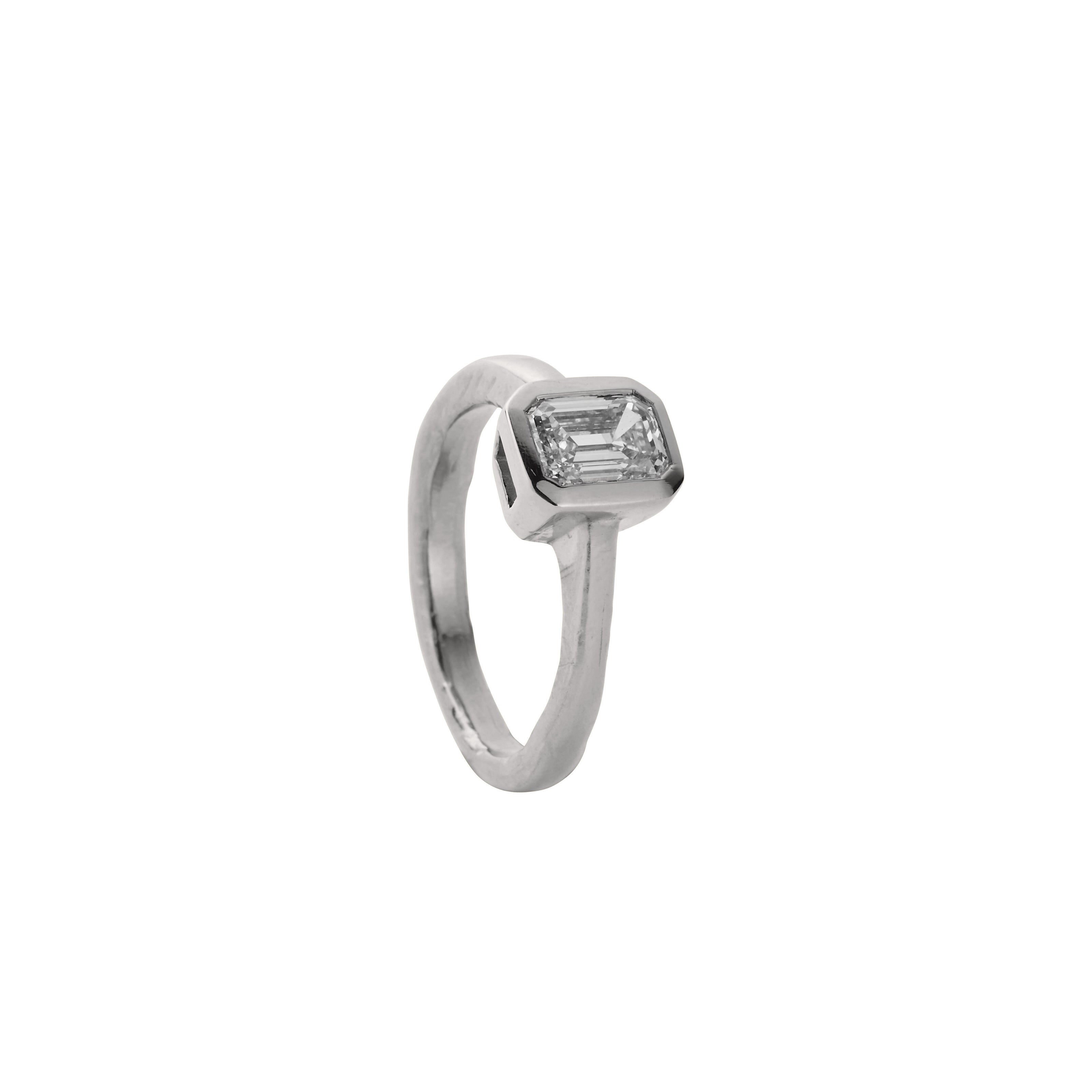 'The Heirloom' 9ct White Gold Emerald 1ct Lab Grown Diamond Bezel Engagement Ring