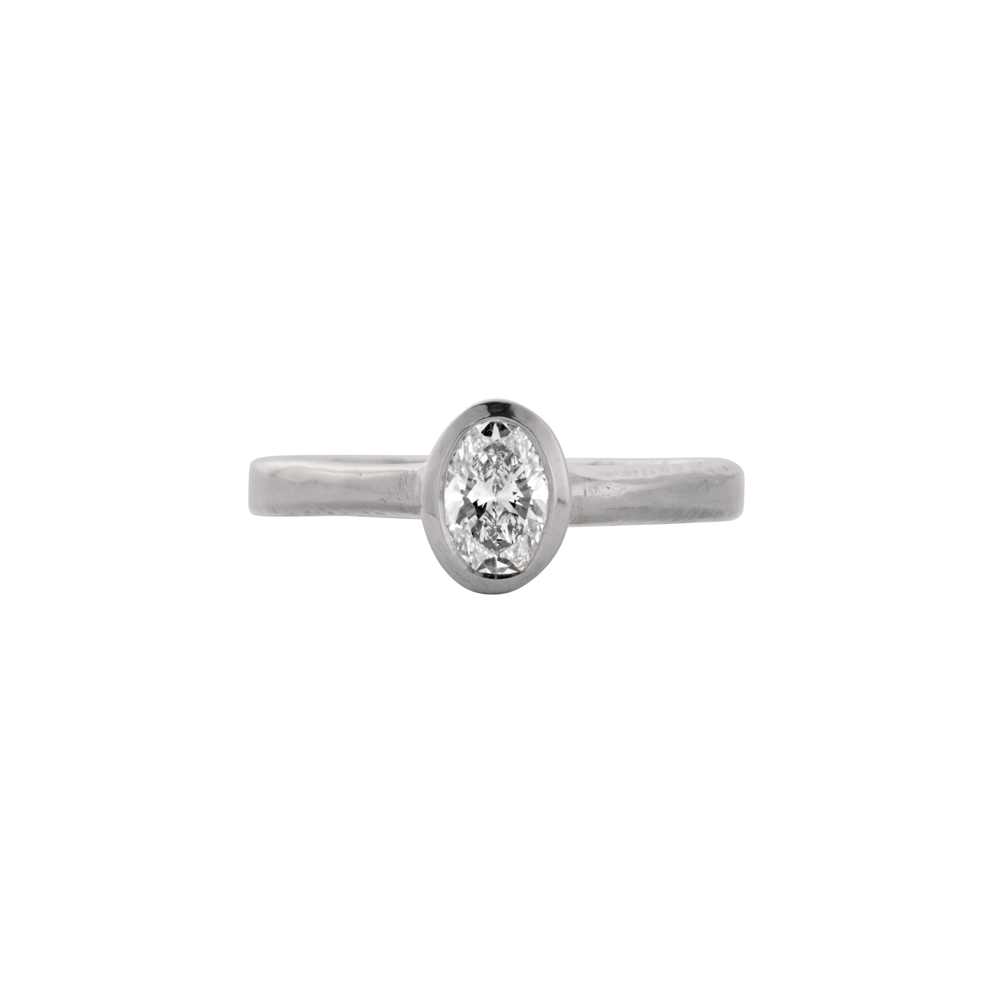 'The Story' 9ct White Gold Oval 0.5ct Lab Grown Diamond Bezel Engagement Ring