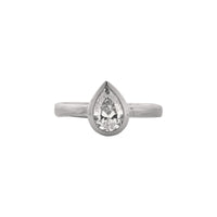 'The Muse' 9ct White Gold Pear 1ct Lab Grown Diamond Bezel Engagement Ring