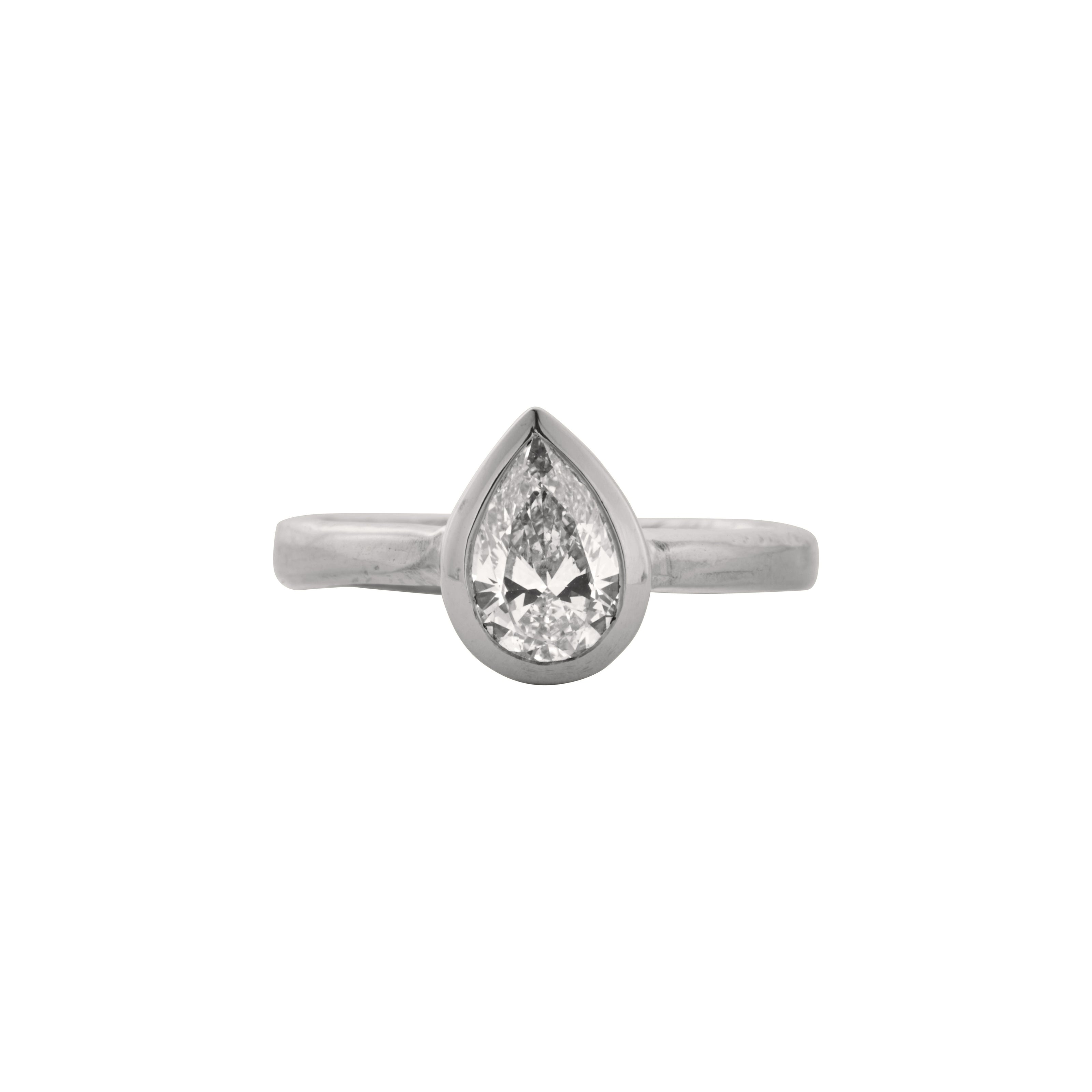 'The Muse' 9ct White Gold Pear 1ct Lab Grown Diamond Bezel Engagement Ring