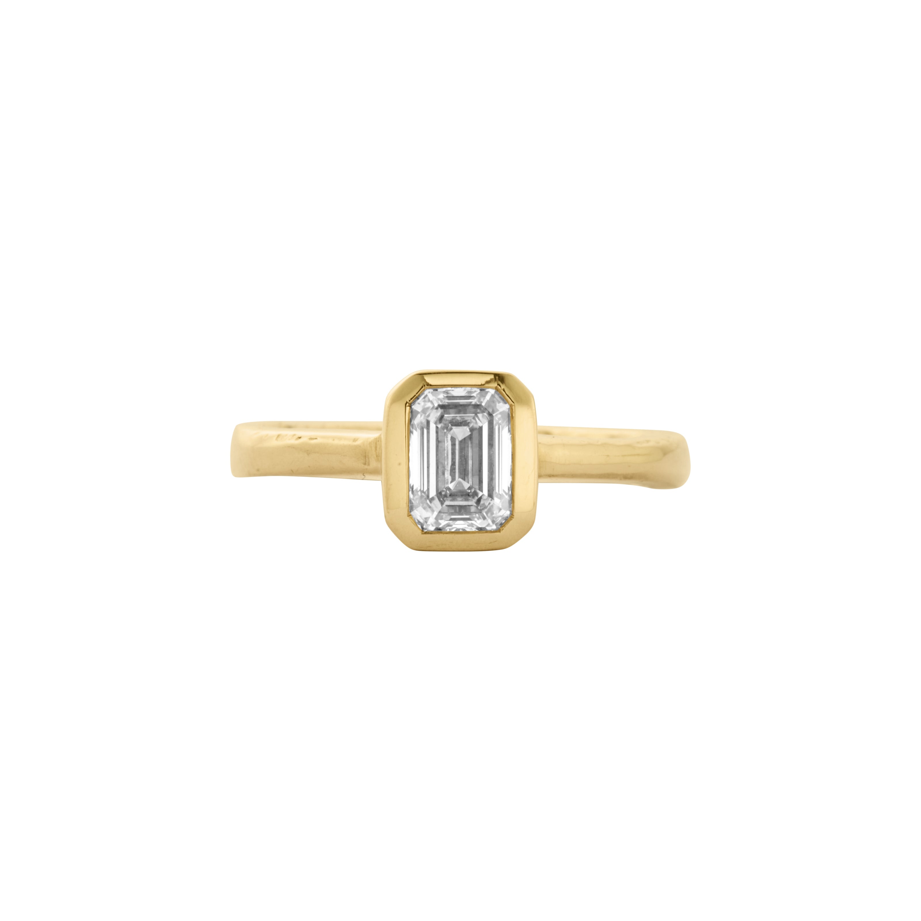 'The Heirloom' 9ct Gold Emerald 1ct Lab Grown Diamond Bezel Engagement Ring