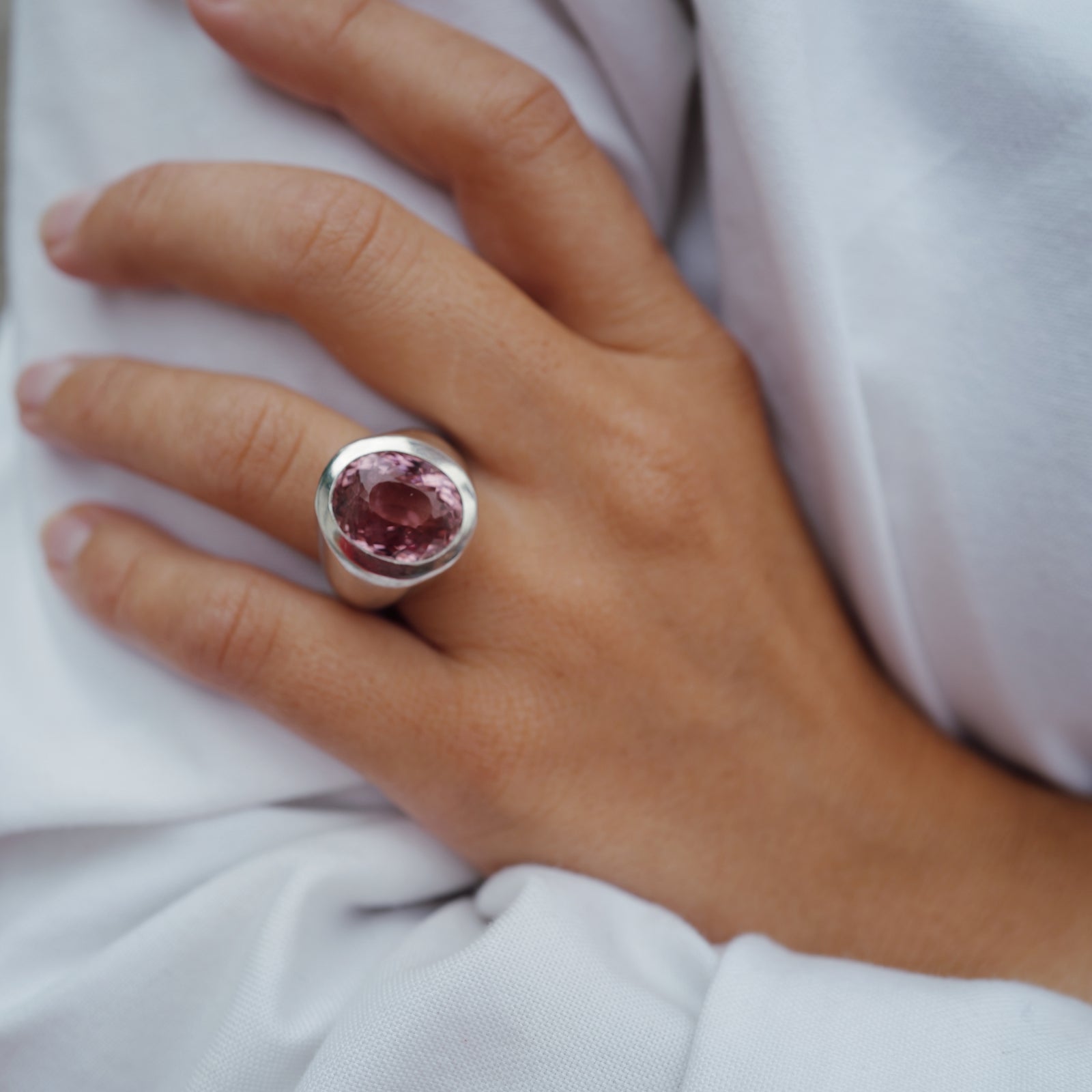 BEAU Silver Pink Tourmaline Ring