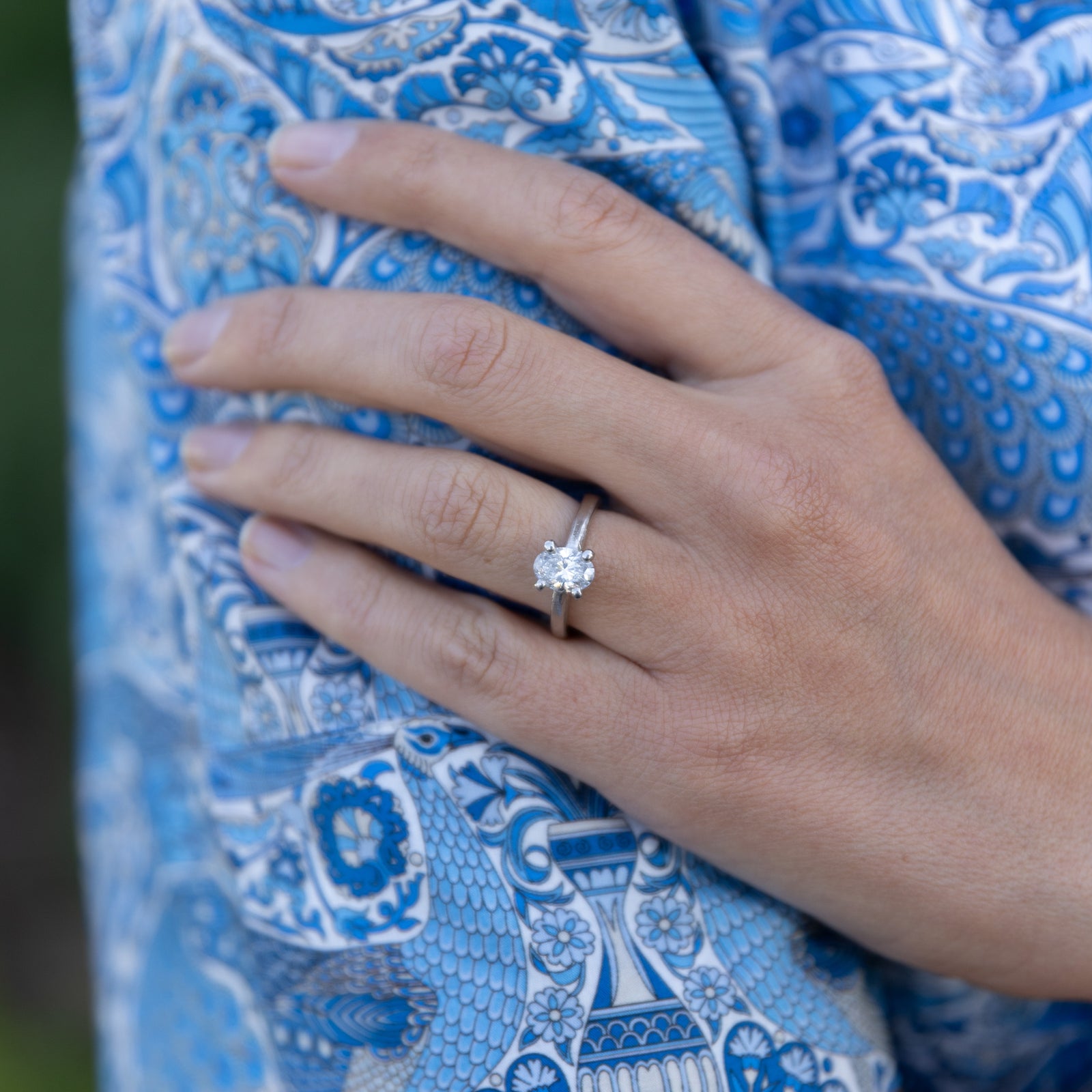 'The Story' Silver Oval 1ct Lab Grown Diamond Claw Engagement Ring