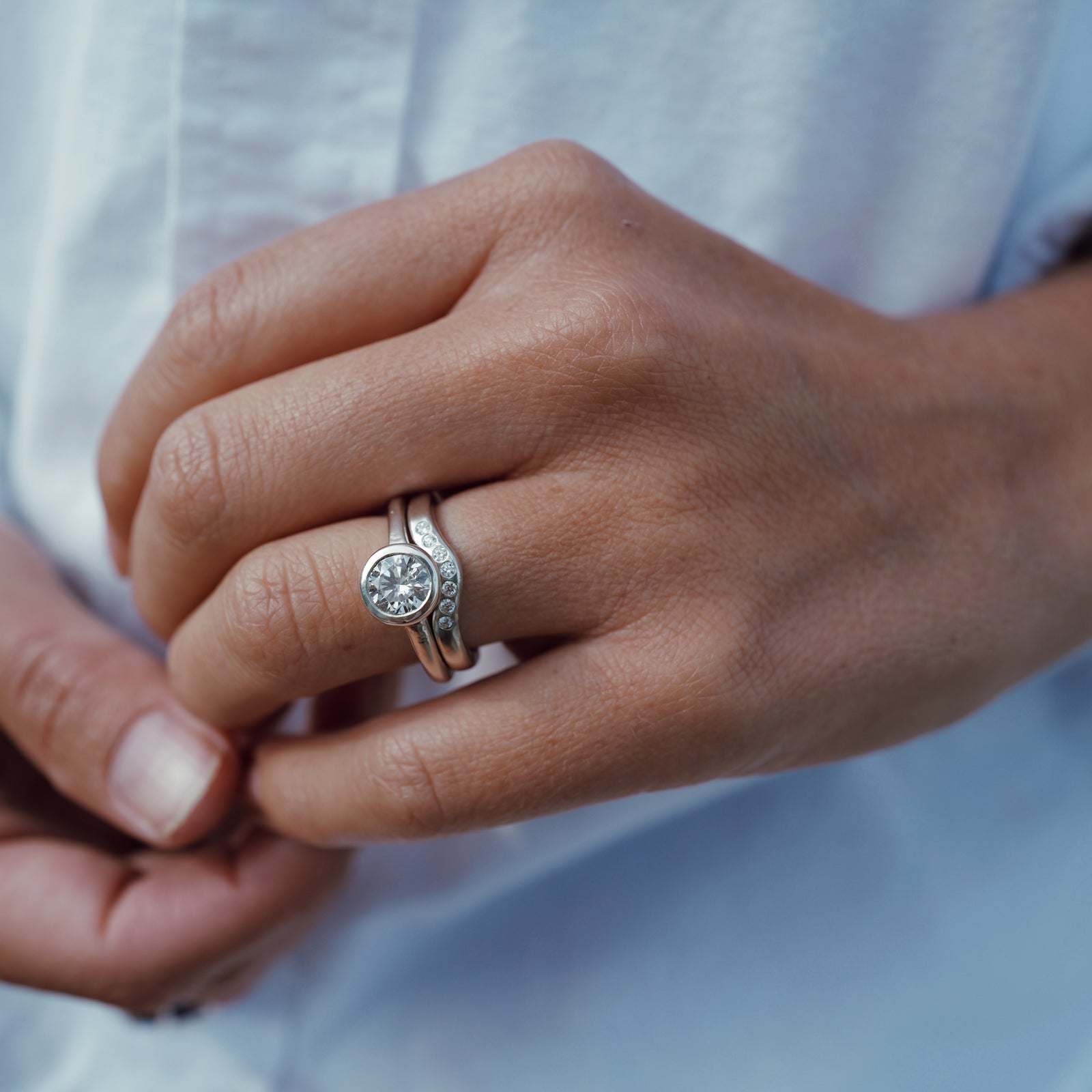 'The Eternity' 9ct White Gold Round 1ct Lab Grown Diamond Bezel Engagement Ring