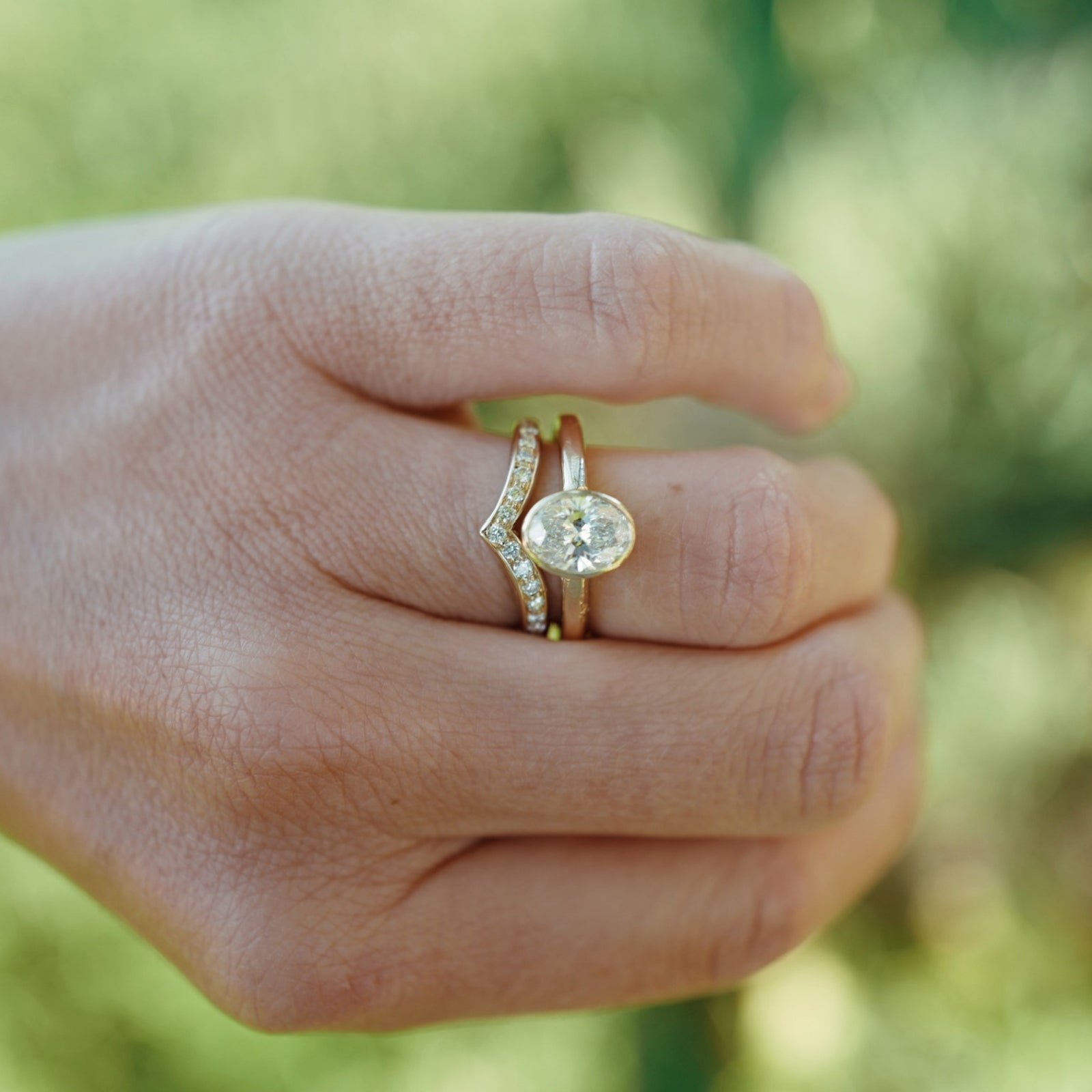 'The Story' 9ct Gold Oval 1ct Natural Diamond Bezel Engagement Ring