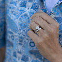 'The Heirloom' 18ct White Gold Emerald 0.5ct Lab Grown Diamond Bezel Engagement Ring