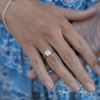 'The Heirloom' 9ct Gold Emerald 1ct Lab Grown Diamond Bezel Engagement Ring