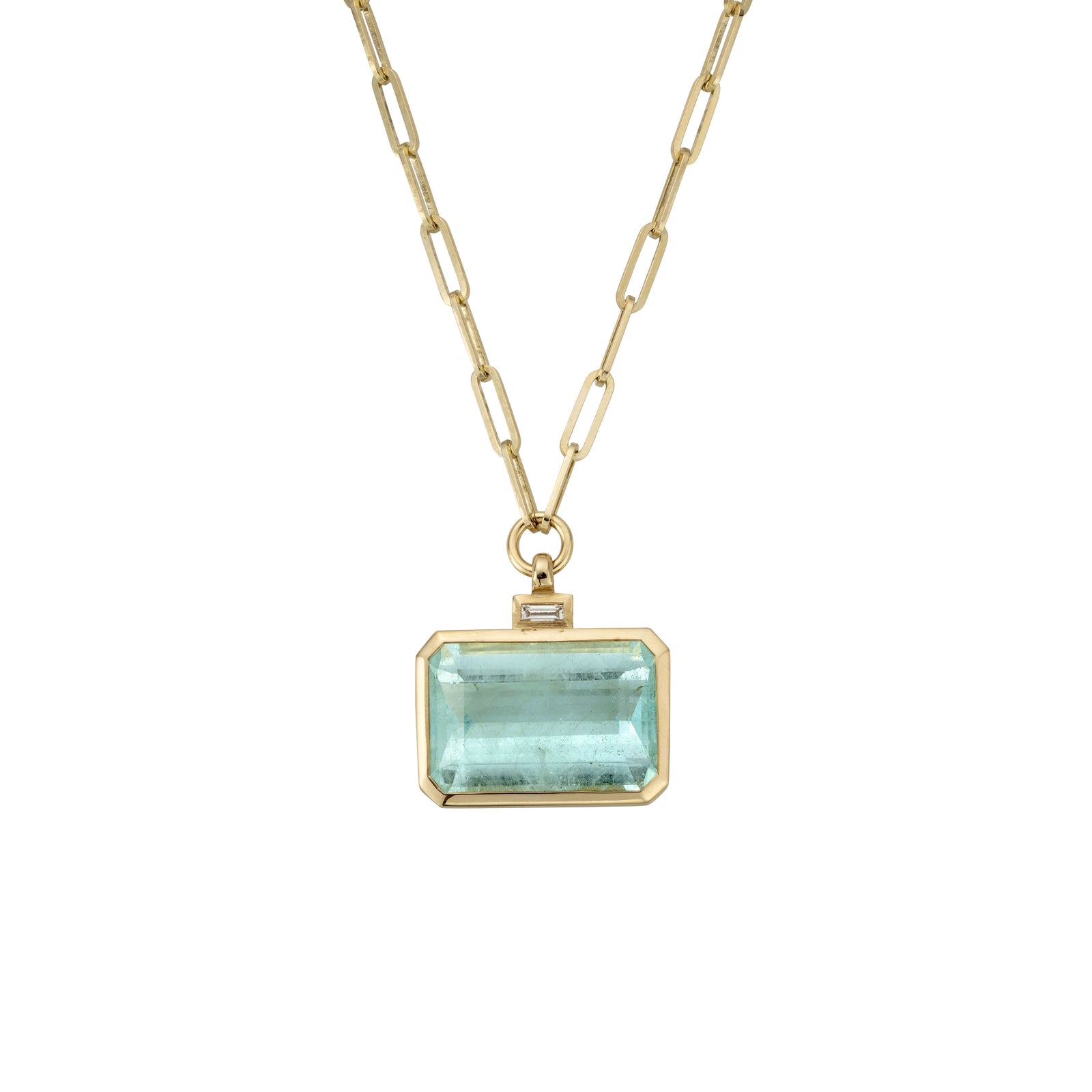 CELINA Gold Aquamarine & Diamond Trace Chain Necklace