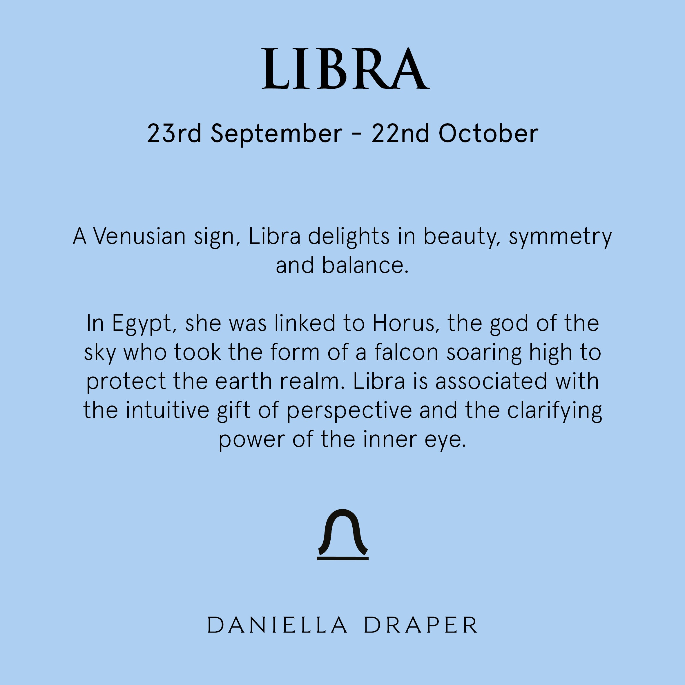 Gold Mini Libra Horoscope & Blue Sapphire Birthstone Necklace