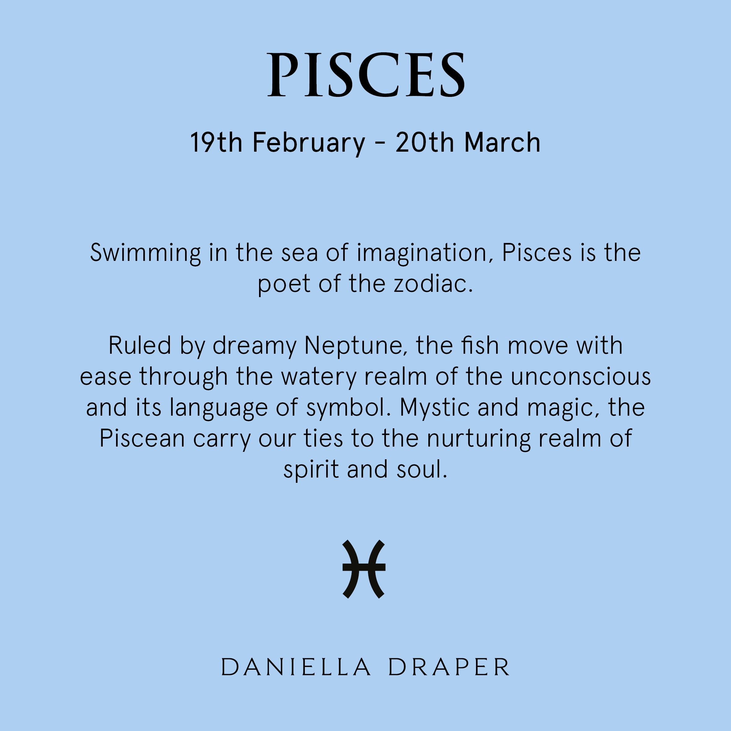Gold Mini Pisces Horoscope & Aquamarine Birthstone Necklace