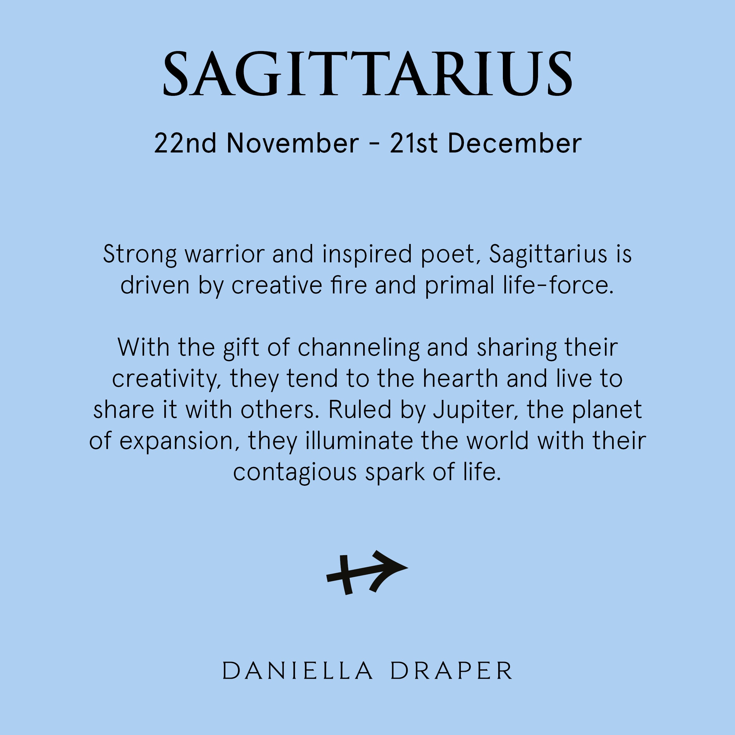 Silver Mini Sagittarius Horoscope & Blue Topaz Birthstone Necklace