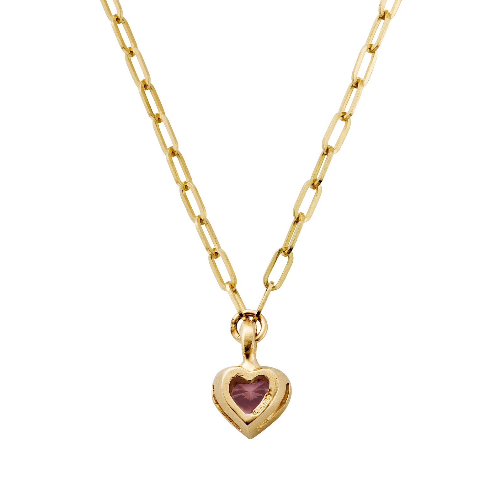 DILARA Gold Pink Tourmaline Heart Trace Chain Necklace