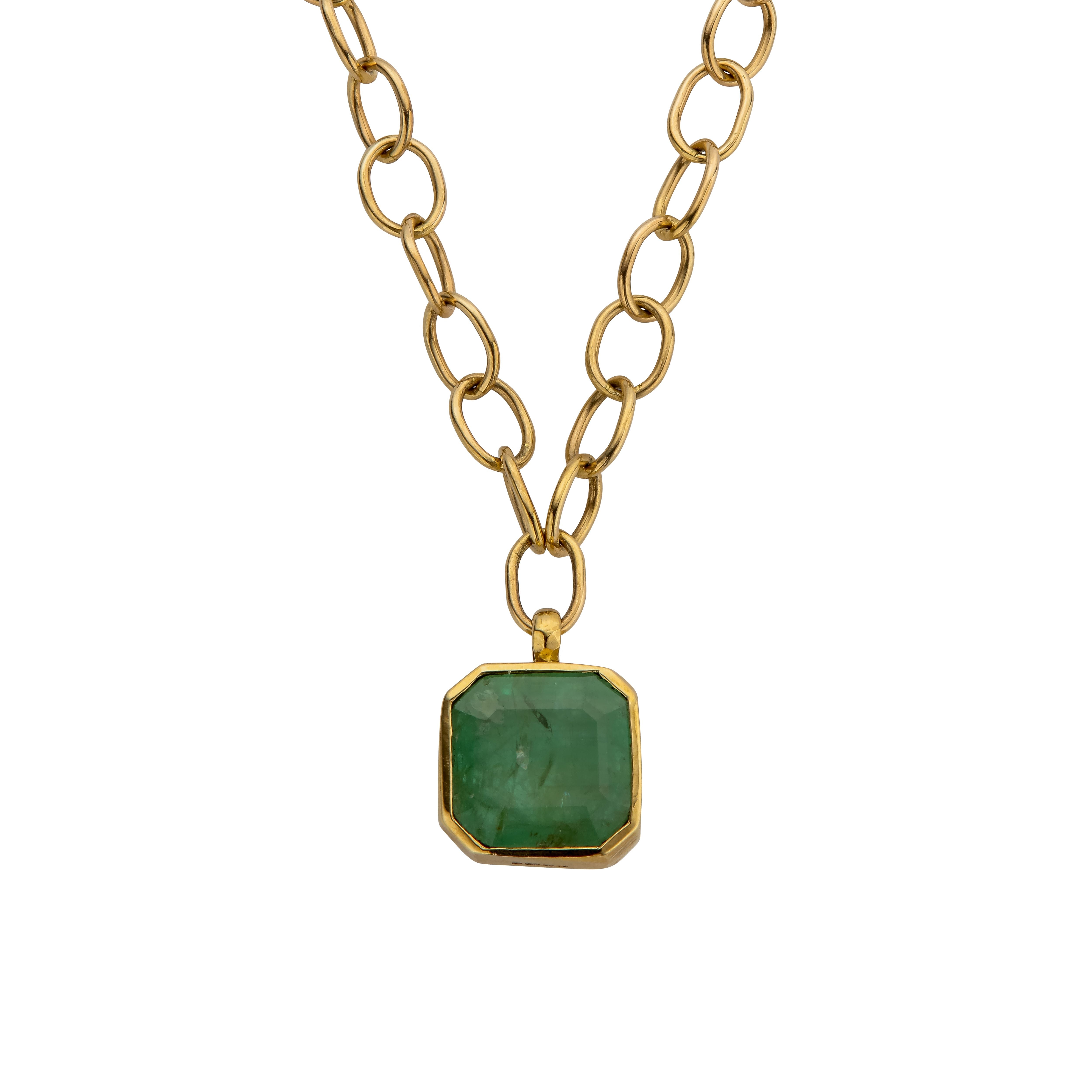 Mens gold sale emerald pendant