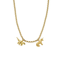 Gold Dinosaur and Unicorn Belcher Necklace