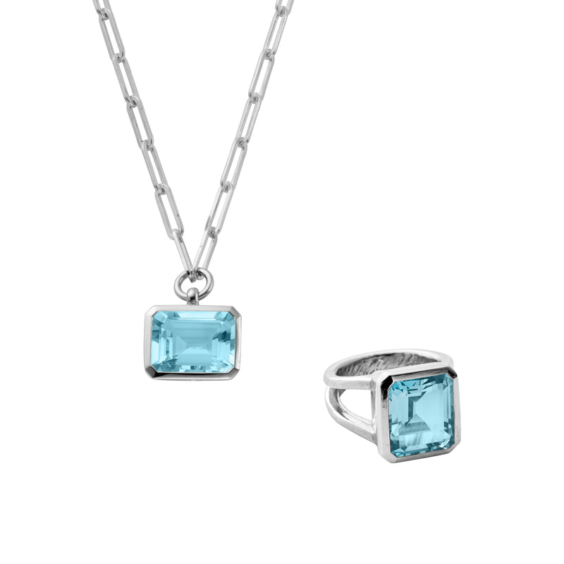 Silver Juno Blue Topaz Gift Set