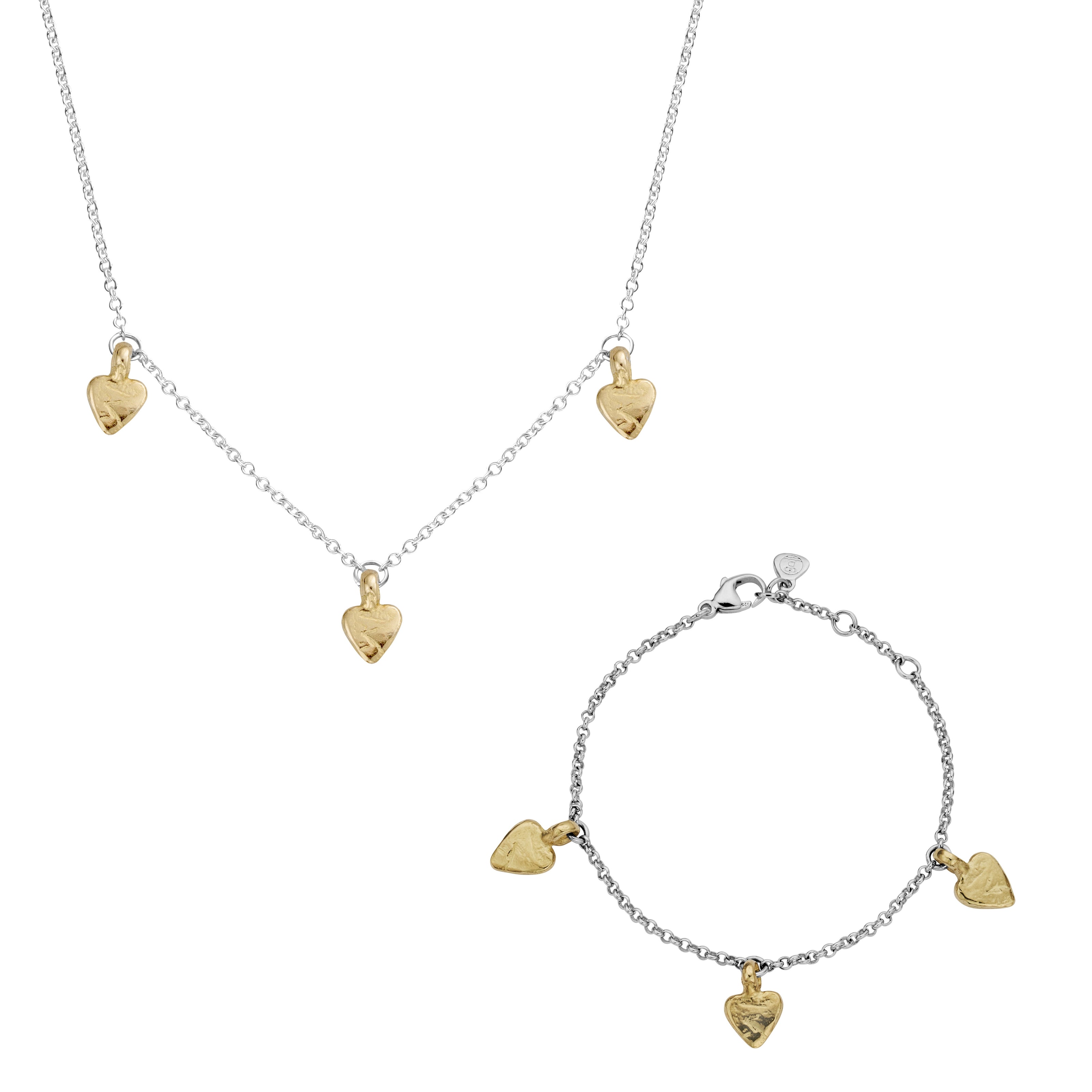 Silver & Gold Trio Baby Heart Gift Set