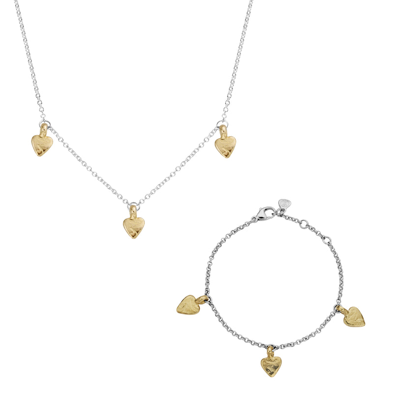 Silver & Gold Trio Baby Heart Gift Set