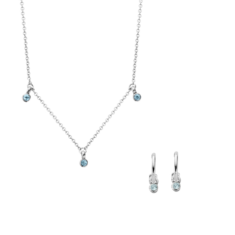 Silver Mini Blue Topaz Gift Set
