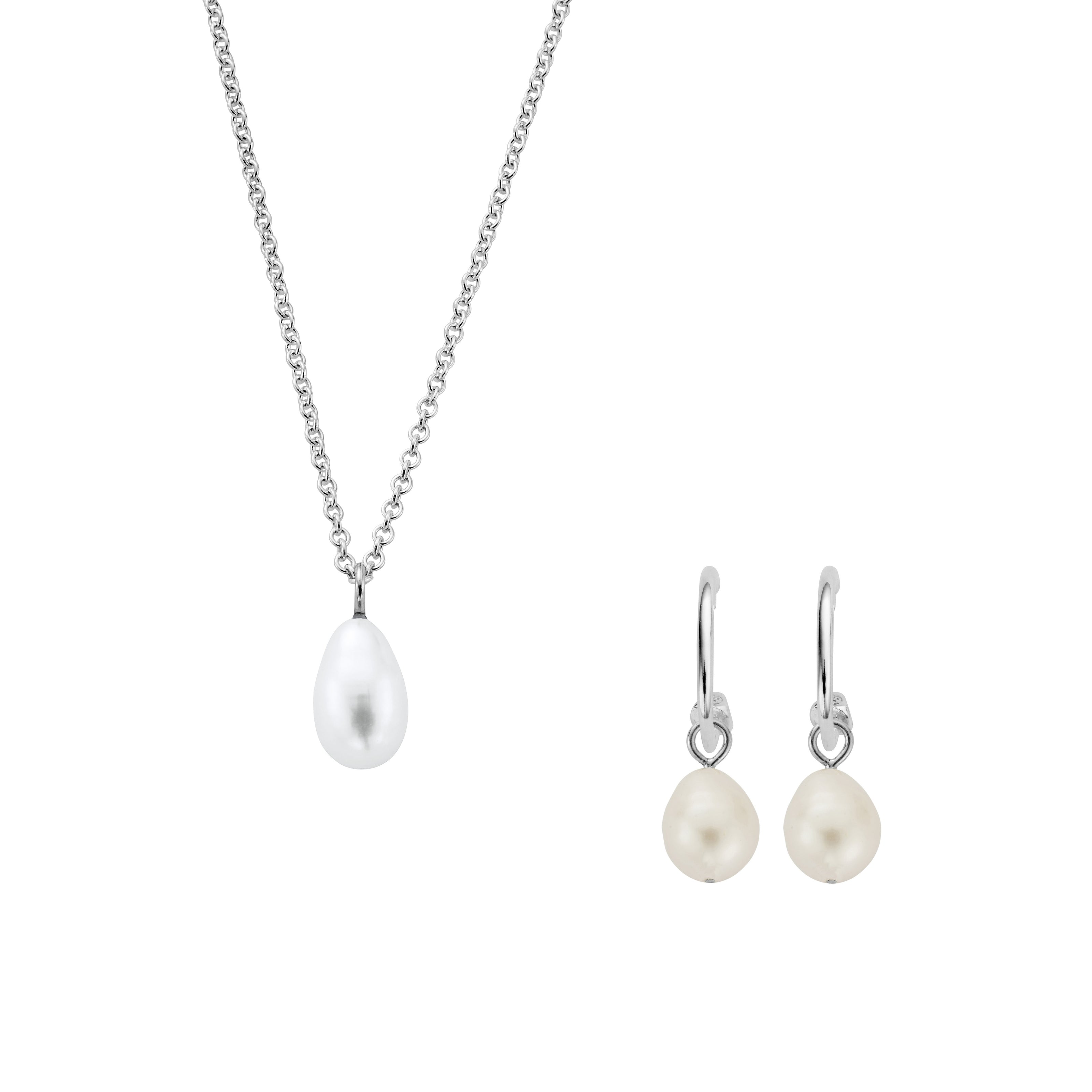 Silver Teardrop Pearl Gift Set