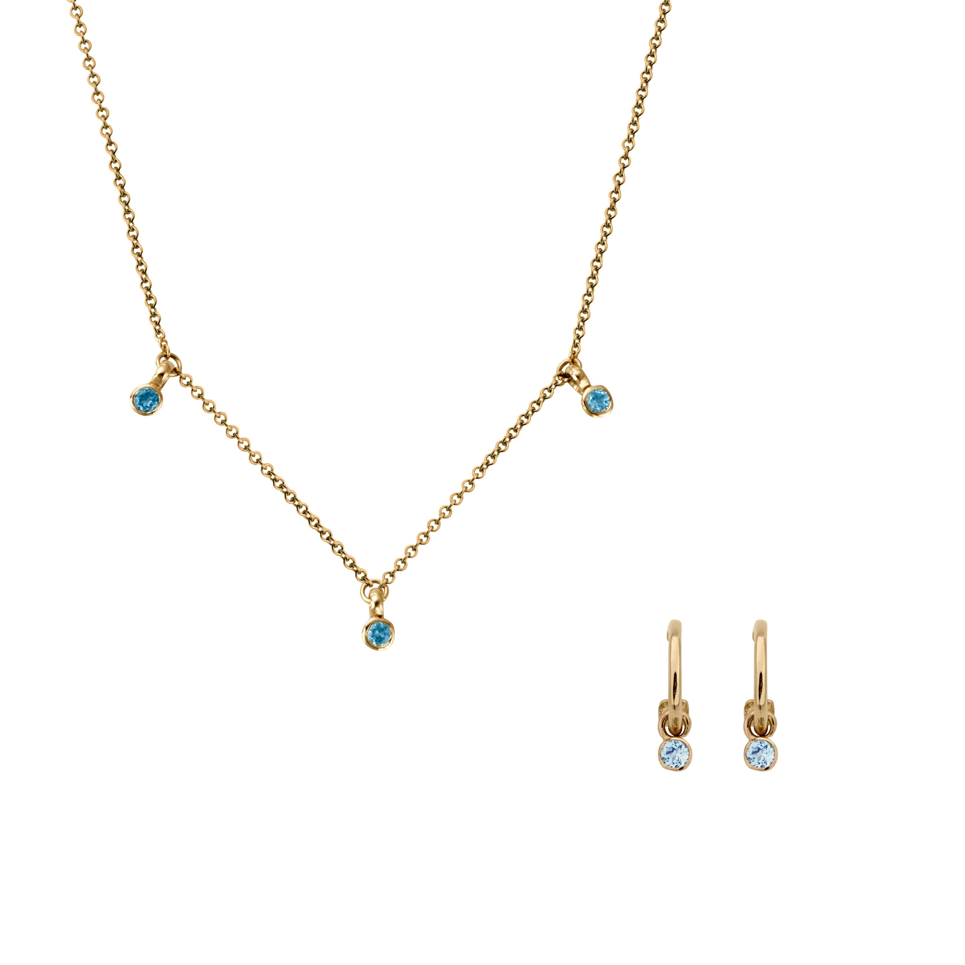 Gold Mini Blue Topaz Gift Set