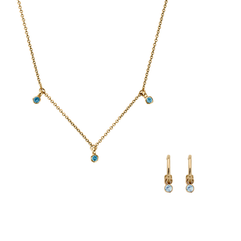 Gold Mini Blue Topaz Gift Set