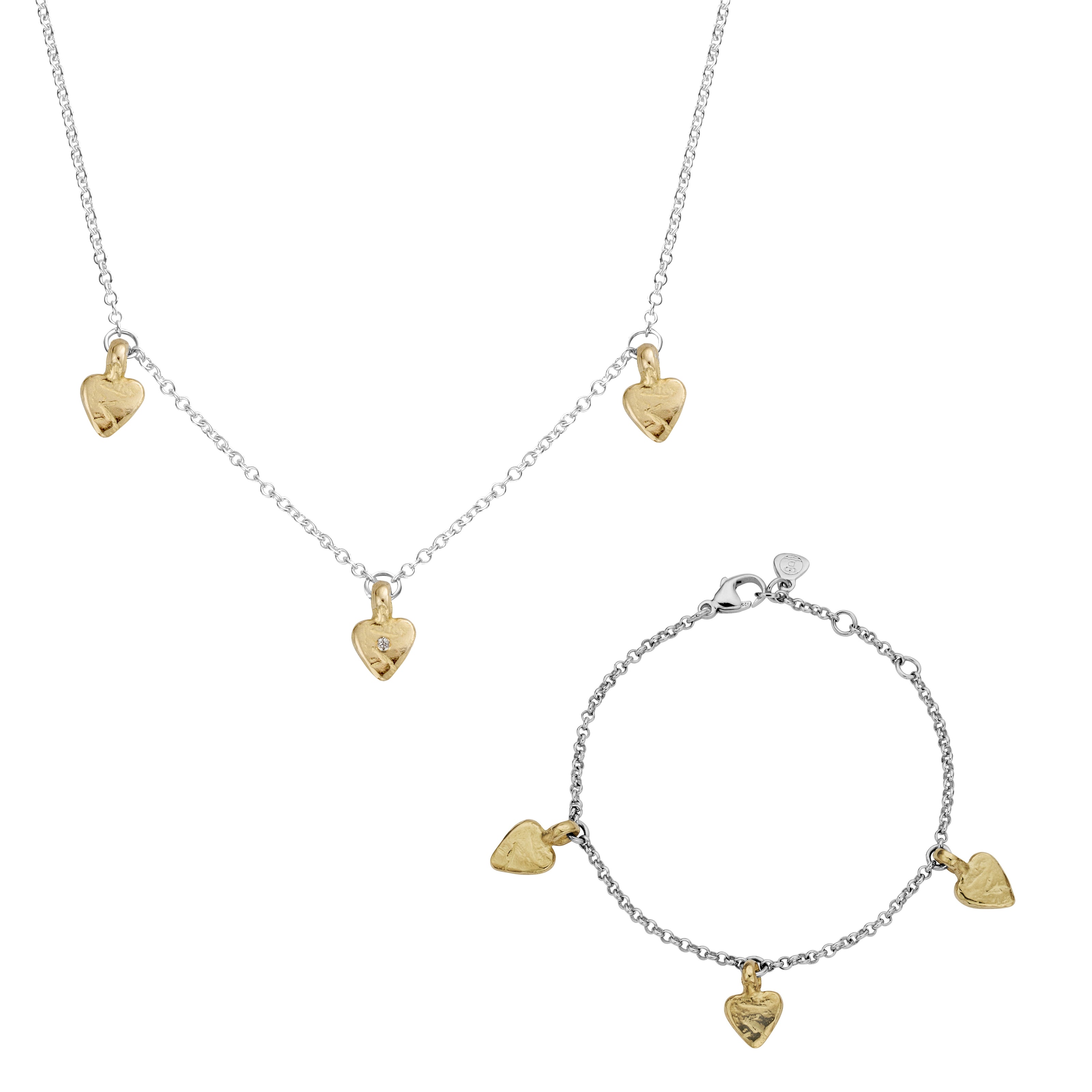 Silver & Gold Trio Baby Heart Gift Set