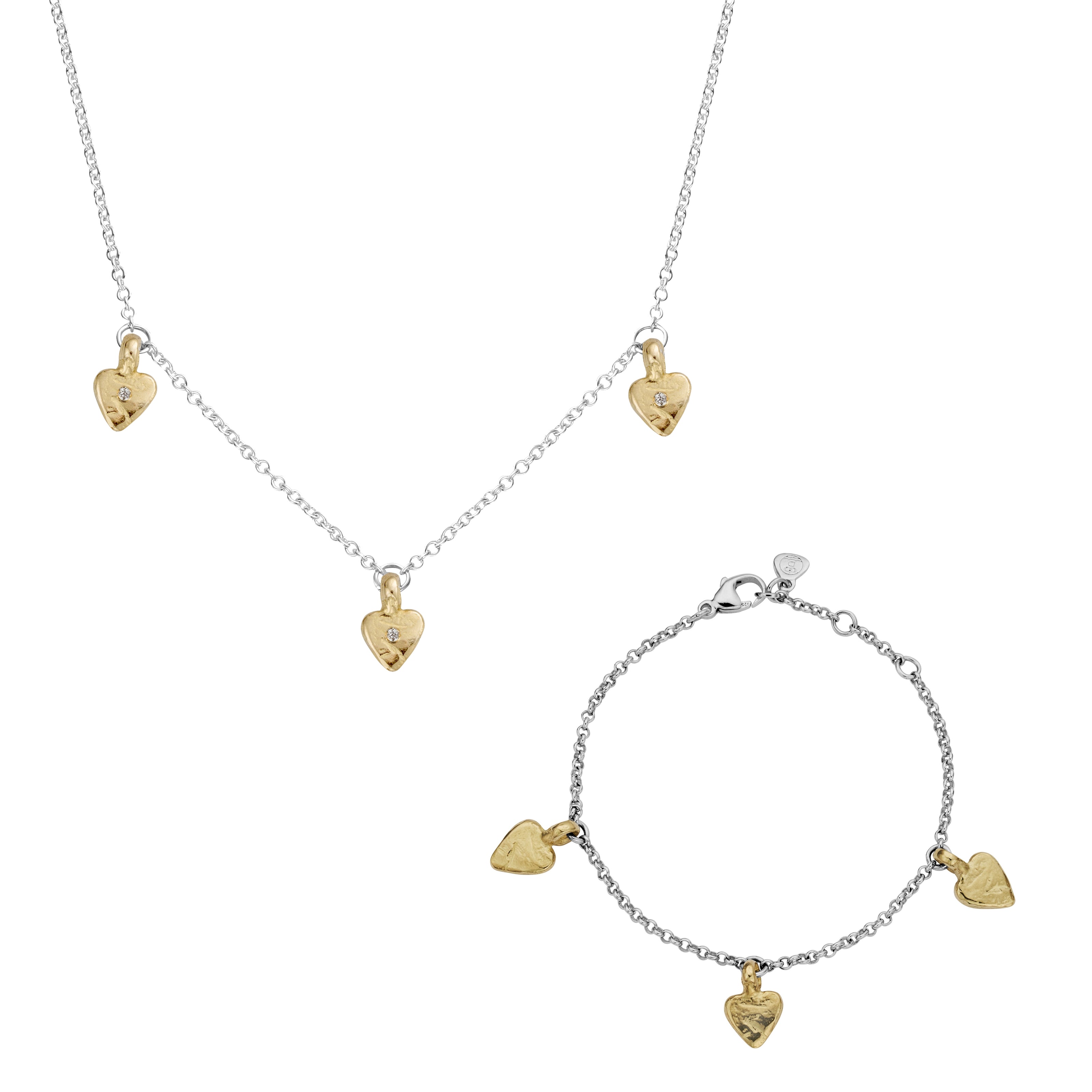 Silver & Gold Trio Baby Heart Gift Set