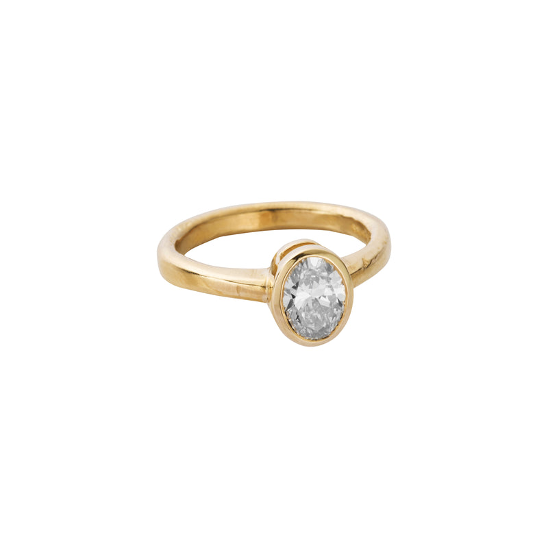 'The Story' 9ct Gold Oval 1ct Lab Grown Diamond Bezel Engagement Ring
