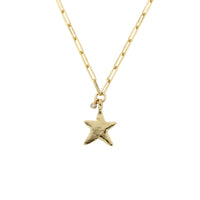 Gold Midi Star Trace Chain Necklace with Diamond