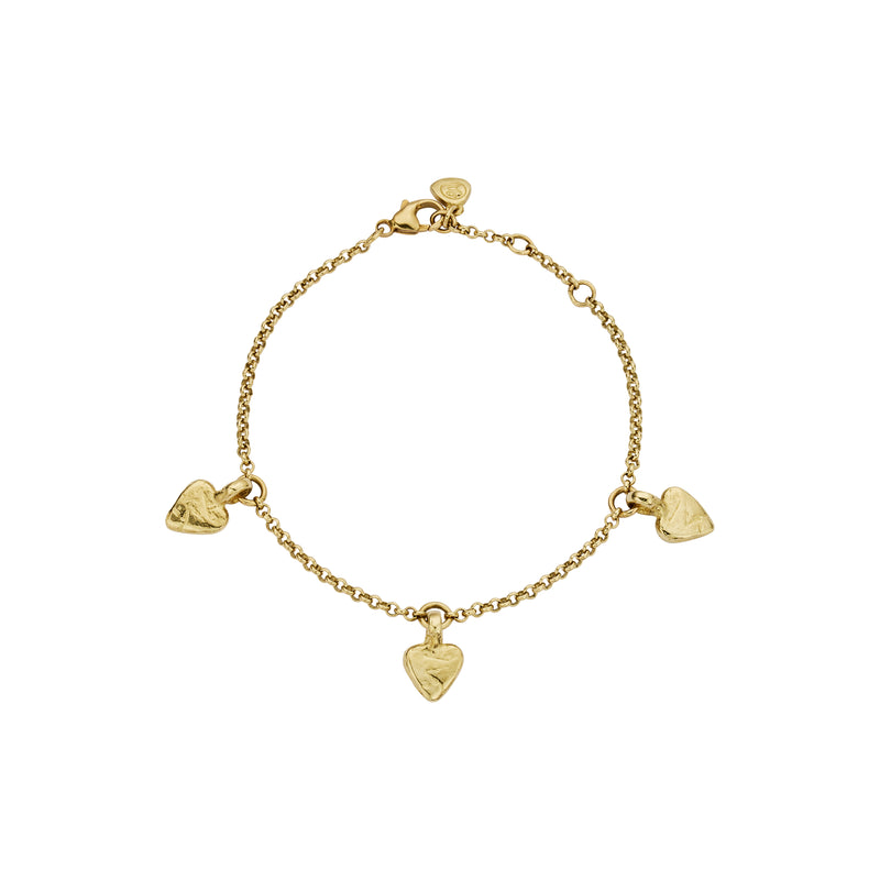Gold Trio Baby Heart Chain Bracelet