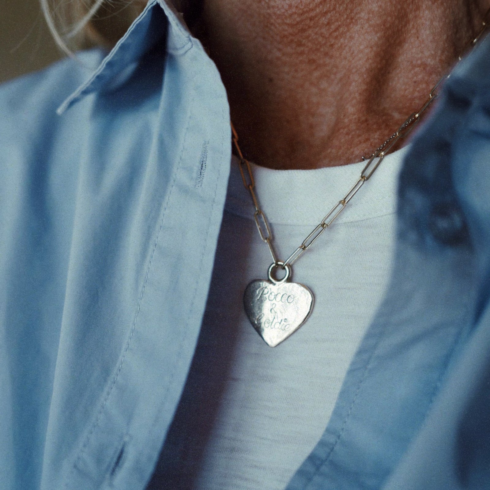 Silver Keeper's Heart Trace Chain Necklace