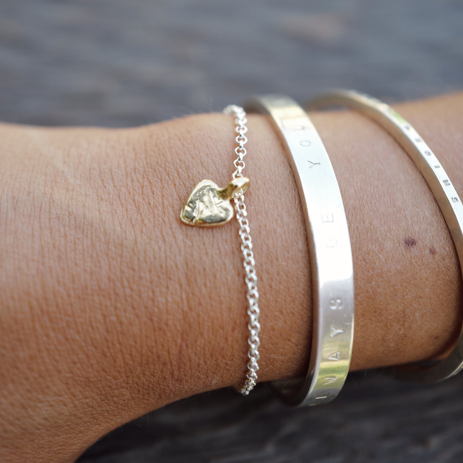 Silver & Gold Baby Heart Chain Bracelet
