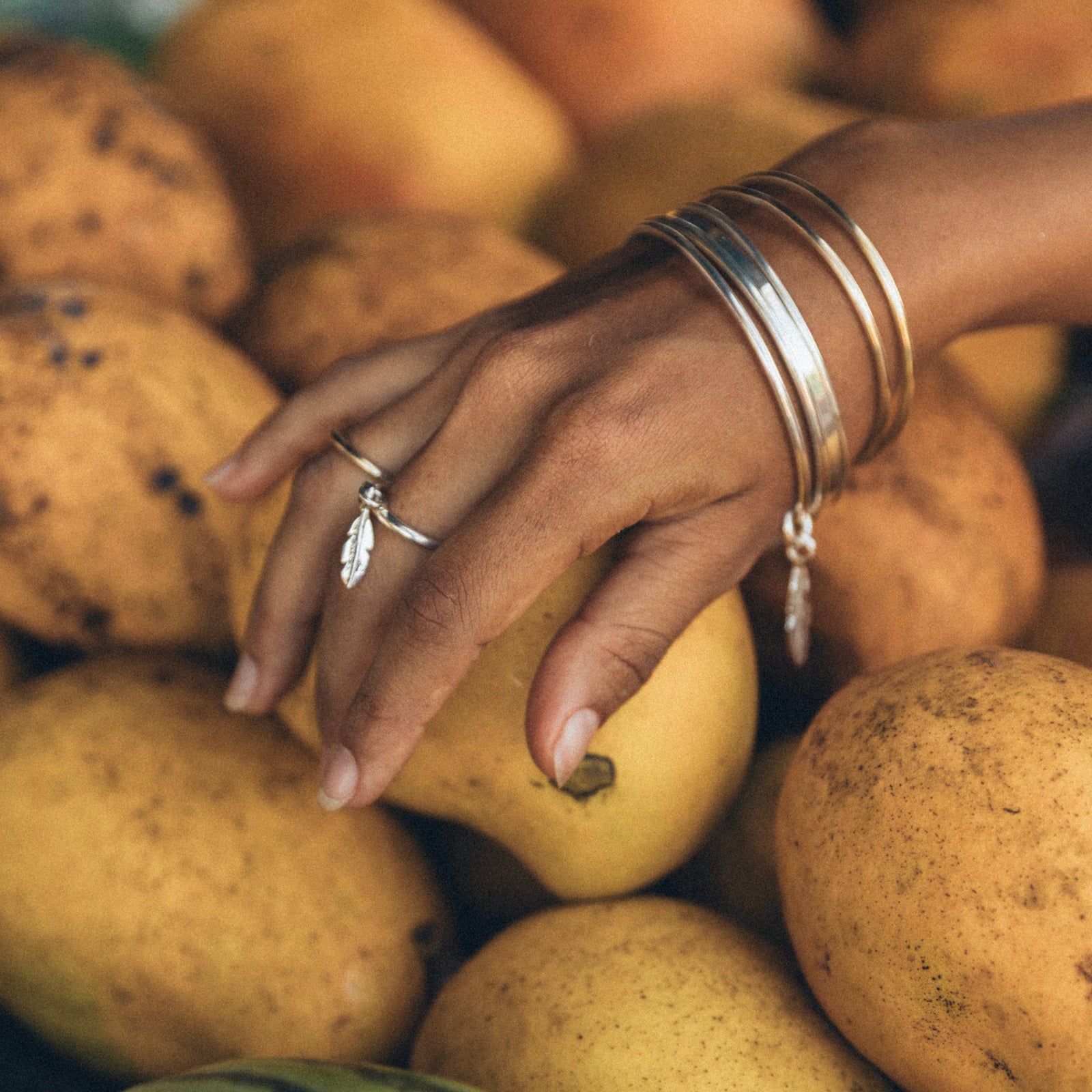 Silver Baby Feather Falling Ring