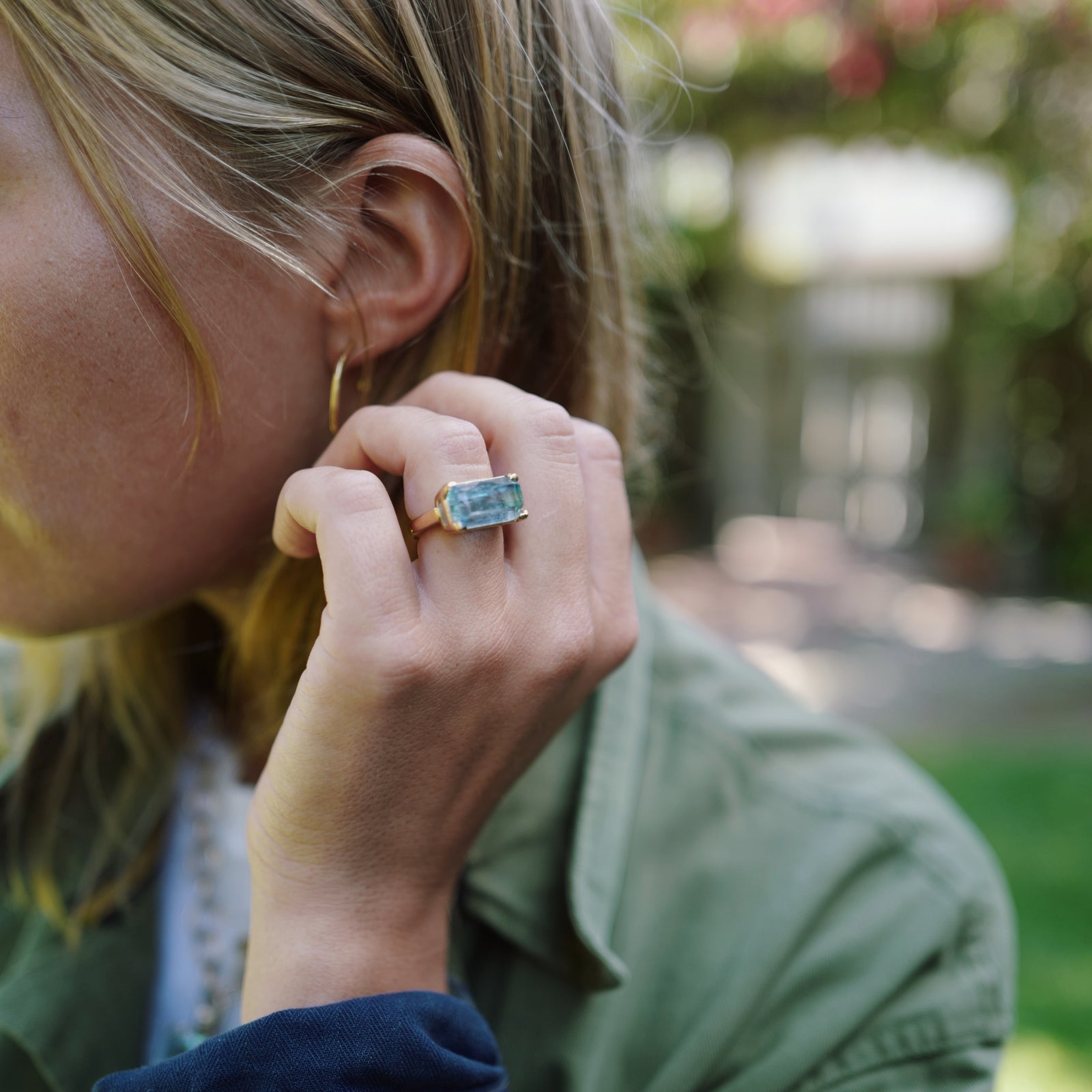 MAUI Gold Aquamarine Claw Ring