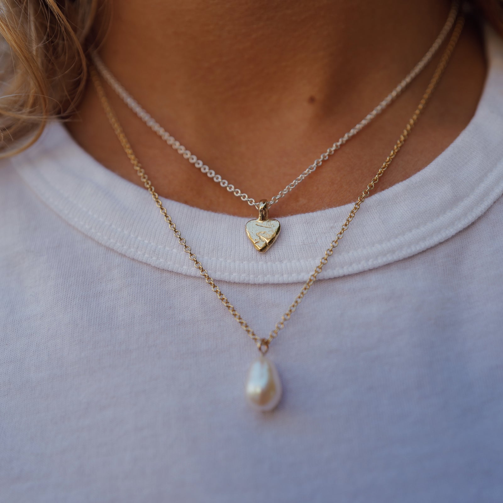 Silver & Gold Baby Heart Necklace