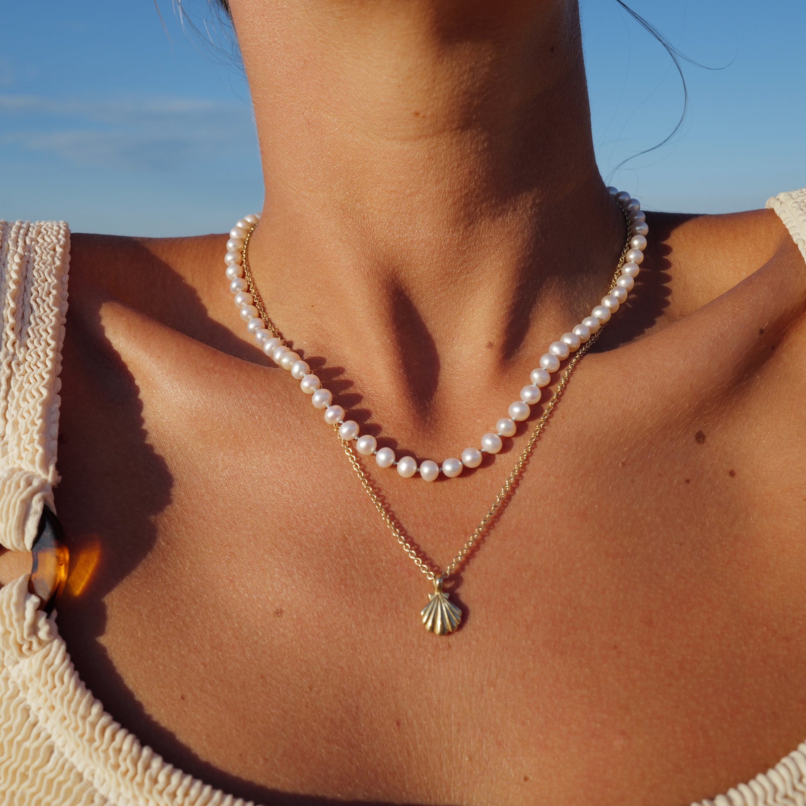 Silver Mini White Holiday Pearl Necklace