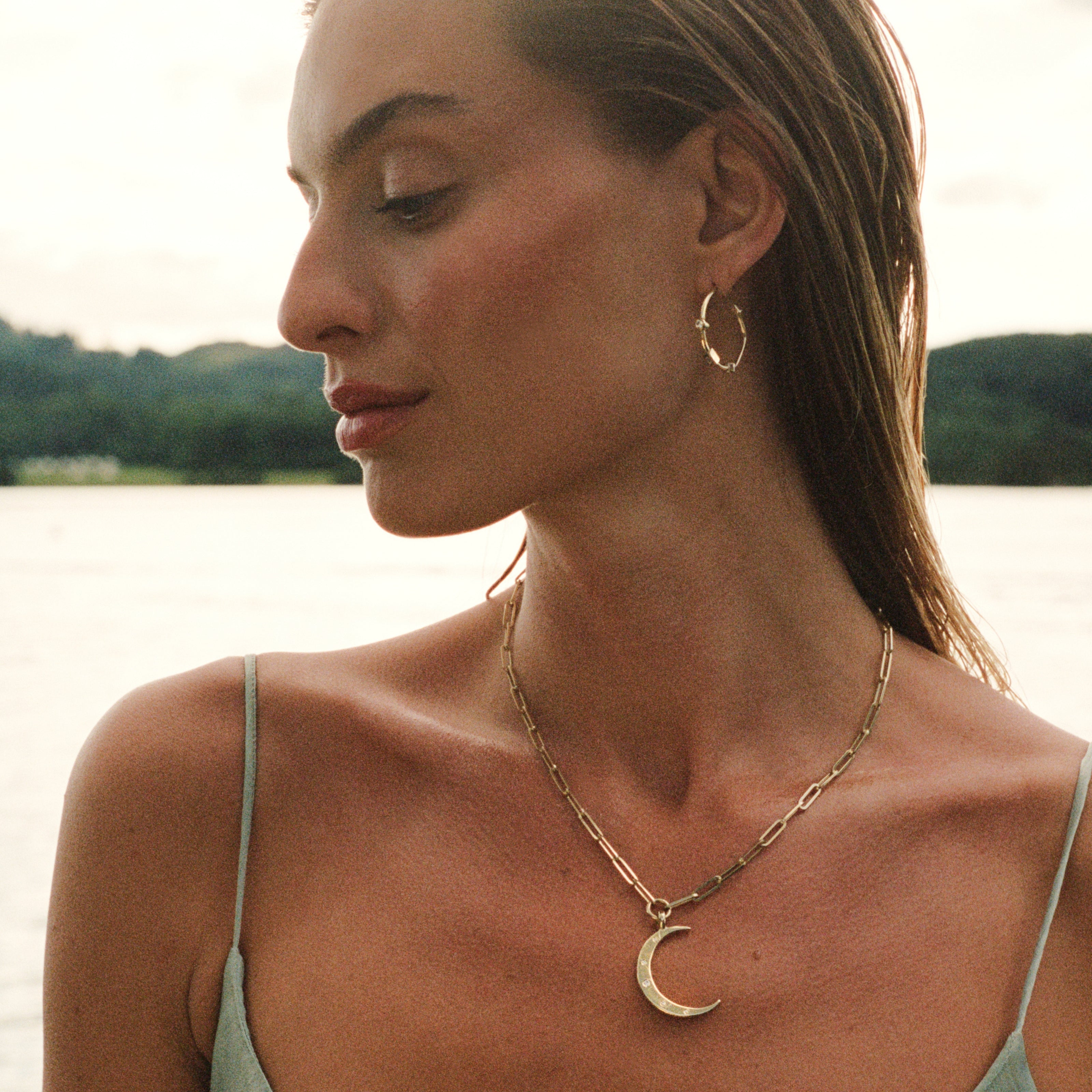 Gold Diamond Luxury Maxi Cupid Hoop Earrings