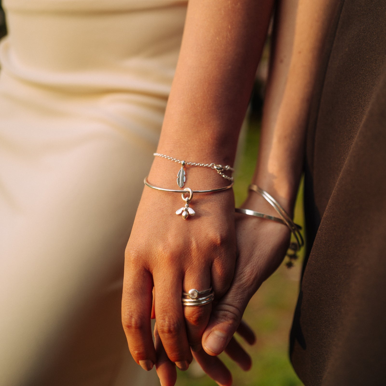 Silver Mini Honey Bee Bangle