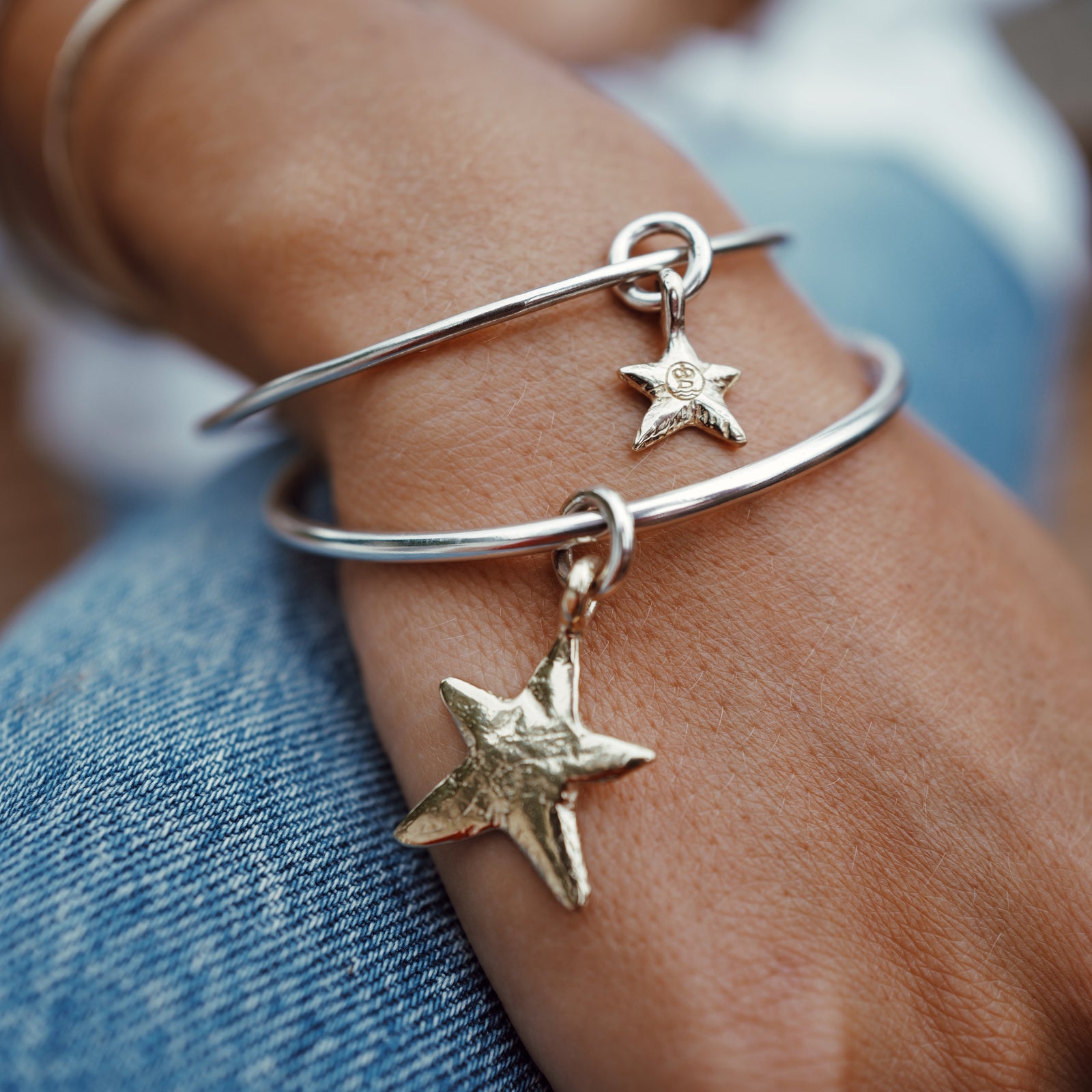 Silver & Gold Maxi Star Bangle