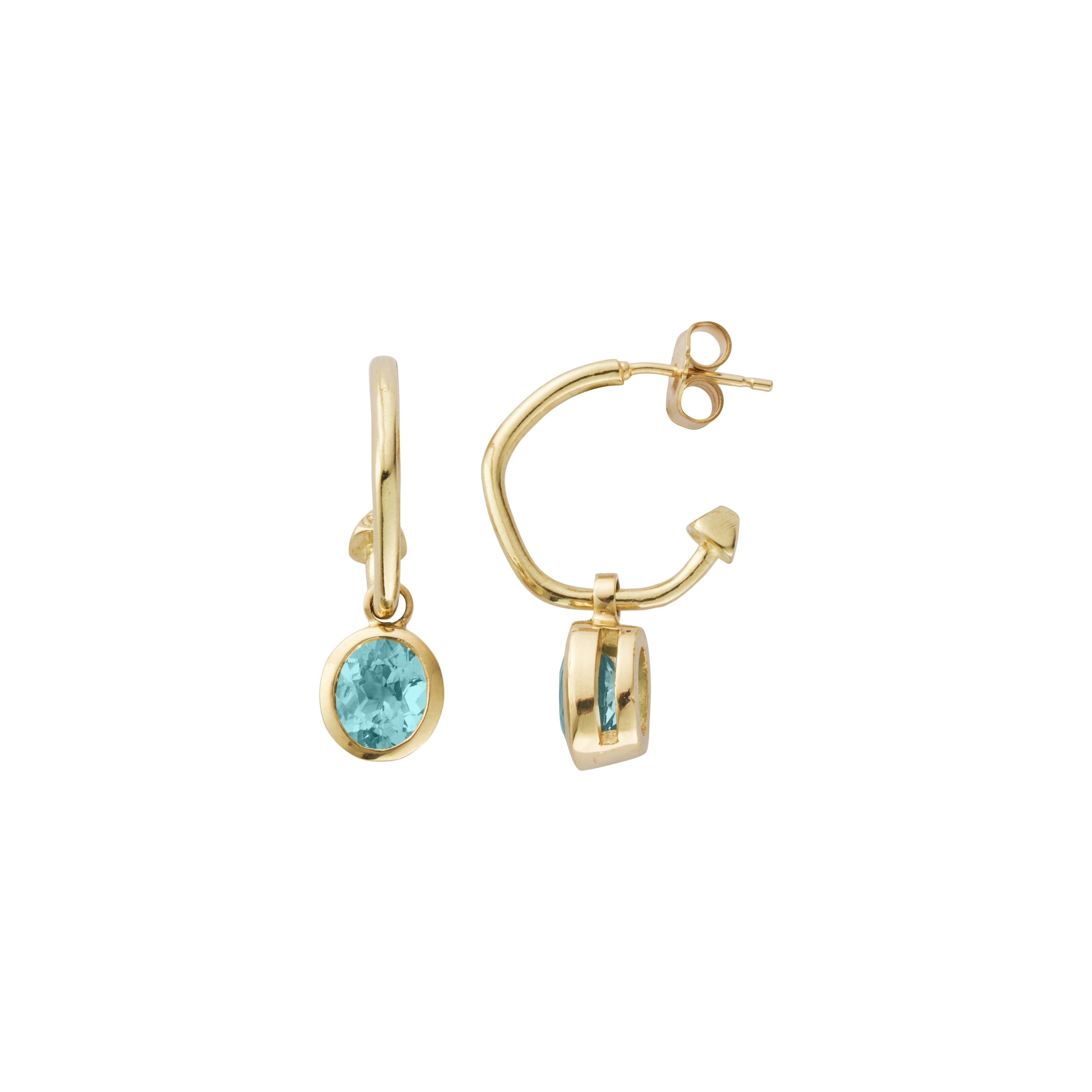 MALIYA Gold Zimbaqua Aquamarine Hoop Earrings