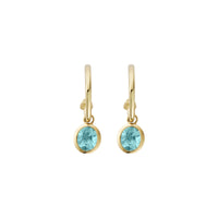 MALIYA Gold Zimbaqua Aquamarine Hoop Earrings