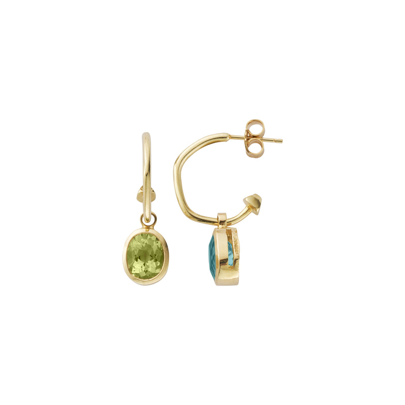 MARVINA Gold Zimbaqua Beryl & Aquamarine Hoop Earrings